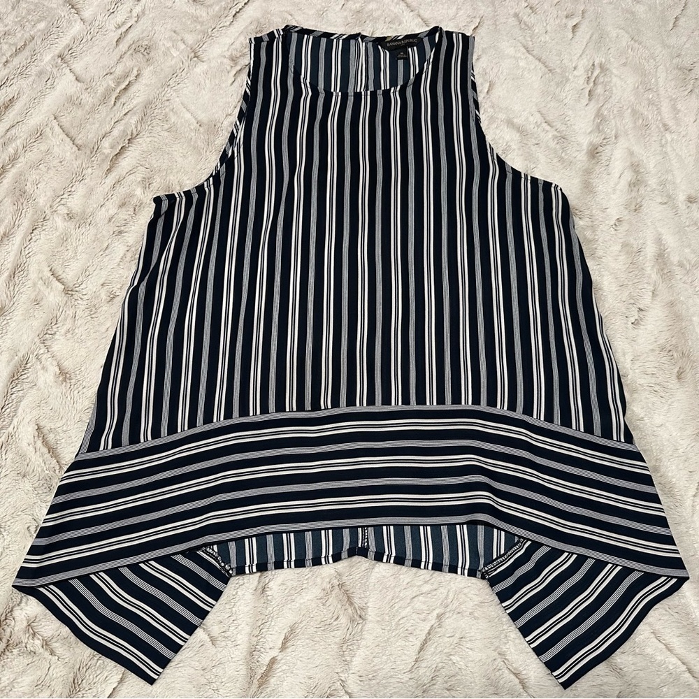 Banana Republic Striped High Low Asymmetric Hem Blouse